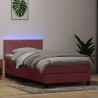 Łóżko kontynentalne z materacem i LED, różowe, aksamit, 100x210 cm