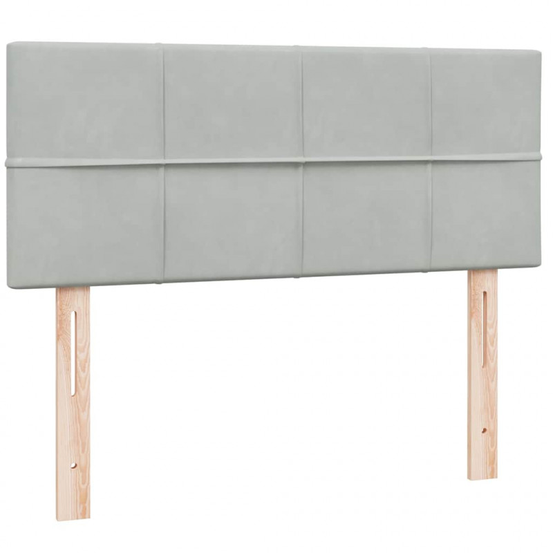 Łóżko kontynentalne z materacem i LED, jasnoszare, 120x210cm, aksamit