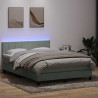 Łóżko kontynentalne z materacem i LED, jasnoszare, 160x210cm, aksamit