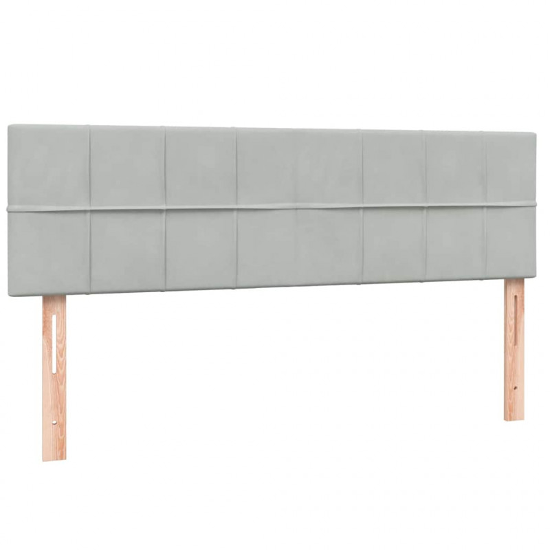 Łóżko kontynentalne z materacem i LED, jasnoszare, 160x210cm, aksamit
