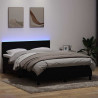 Łóżko kontynentalne z materacem i LED, czarne, 160x210 cm, aksamit