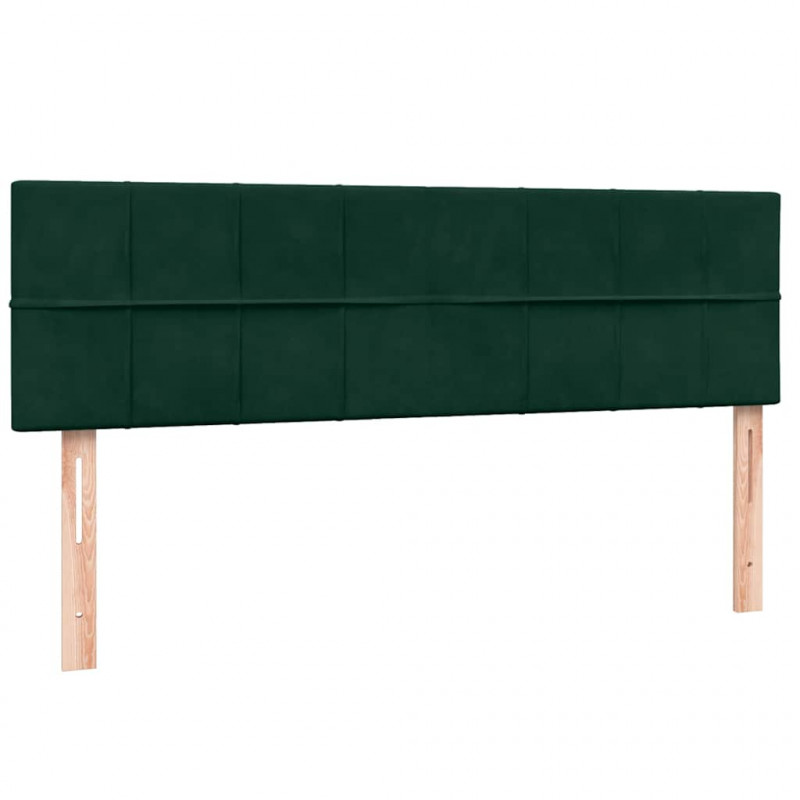 Łóżko kontynentalne z materacem i LED, ciemnozielone, 160x210 cm