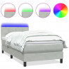 Łóżko kontynentalne z materacem i LED, jasnoszare, aksamit, 80x220 cm