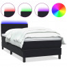 Łóżko kontynentalne z materacem i LED, czarne, 80x220 cm