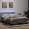 Łóżko kontynentalne z materacem i LED, jasnoszare, 140x220cm, aksamit