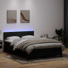 Łóżko kontynentalne z materacem i LED, czarne, 160x210 cm, aksamit