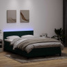 Łóżko kontynentalne z materacem i LED, ciemnozielone, 160x210 cm