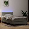 Łóżko kontynentalne z materacem i LED, jasnoszare, aksamit, 80x220 cm