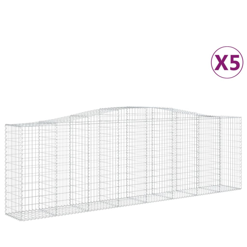 Kosze gabionowe, 5 szt, 400x50x120/140 cm, galwanizowane żelazo