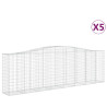 Kosze gabionowe, 5 szt, 400x50x120/140 cm, galwanizowane żelazo