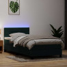 Łóżko kontynentalne z materacem i LED ciemnozielony aksamit 80x220 cm