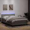 Łóżko kontynentalne z materacem i LED, jasnoszare, 140x220cm, aksamit