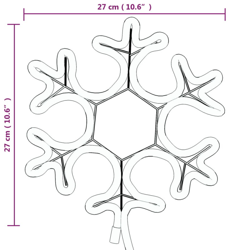 Ozdobne śnieżynki z ciepłym białym światłem LED 2 szt. 27x27 cm