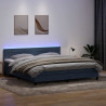 Łóżko kontynentalne z materacem i LED Ciemnoszary 180x220cm Aksamit