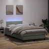 Łóżko kontynentalne z materacem i LED, jasnoszare, 120x210cm, aksamit
