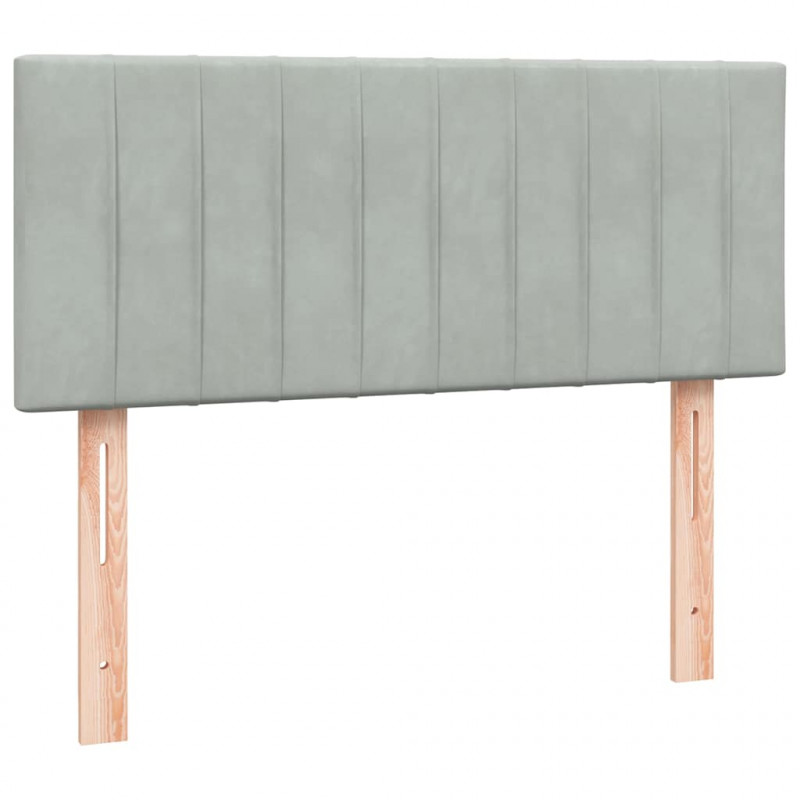 Łóżko kontynentalne z materacem i LED, jasnoszare, 120x210cm, aksamit