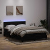 Łóżko kontynentalne z materacem i LED, czarne, 140x210 cm, aksamit