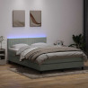 Łóżko kontynentalne z materacem i LED, jasnoszare, 160x210cm, aksamit