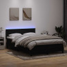 Łóżko kontynentalne z materacem i LED, czarne, 160x210 cm, aksamit