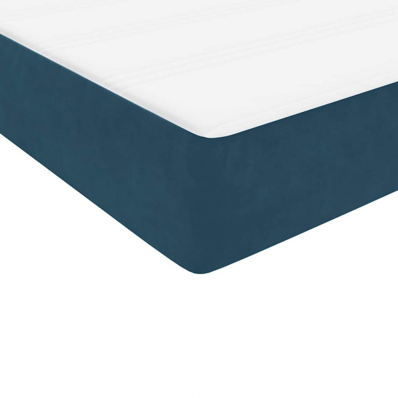 Łóżko kontynentalne z materacem i LED, niebieskie, aksamit, 160x210cm