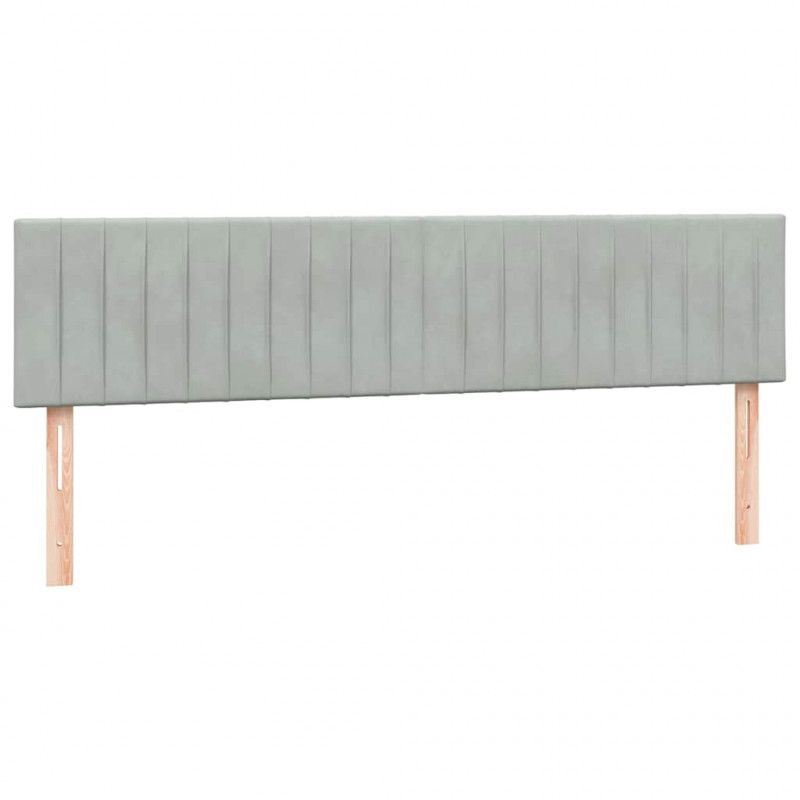 Łóżko kontynentalne z materacem i LED, jasnoszare, 180x210cm, aksamit