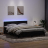 Łóżko kontynentalne z materacem i LED, czarne, 180x210 cm, aksamit
