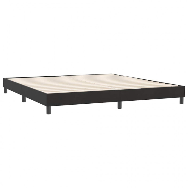 Łóżko kontynentalne z materacem i LED, czarne, 180x210 cm, aksamit