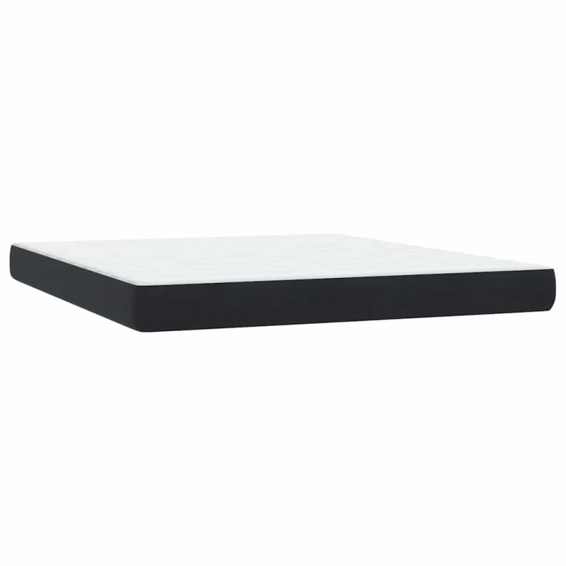 Łóżko kontynentalne z materacem i LED, czarne, 180x210 cm, aksamit