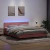 Łóżko kontynentalne z materacem i LED, różowe, 180x210 cm, aksamit