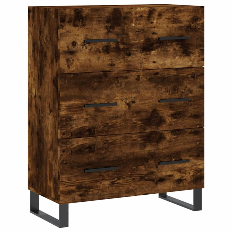 Witrynka przydymiony dąb 69,5x34x180 cm materiał drewnopochodny
