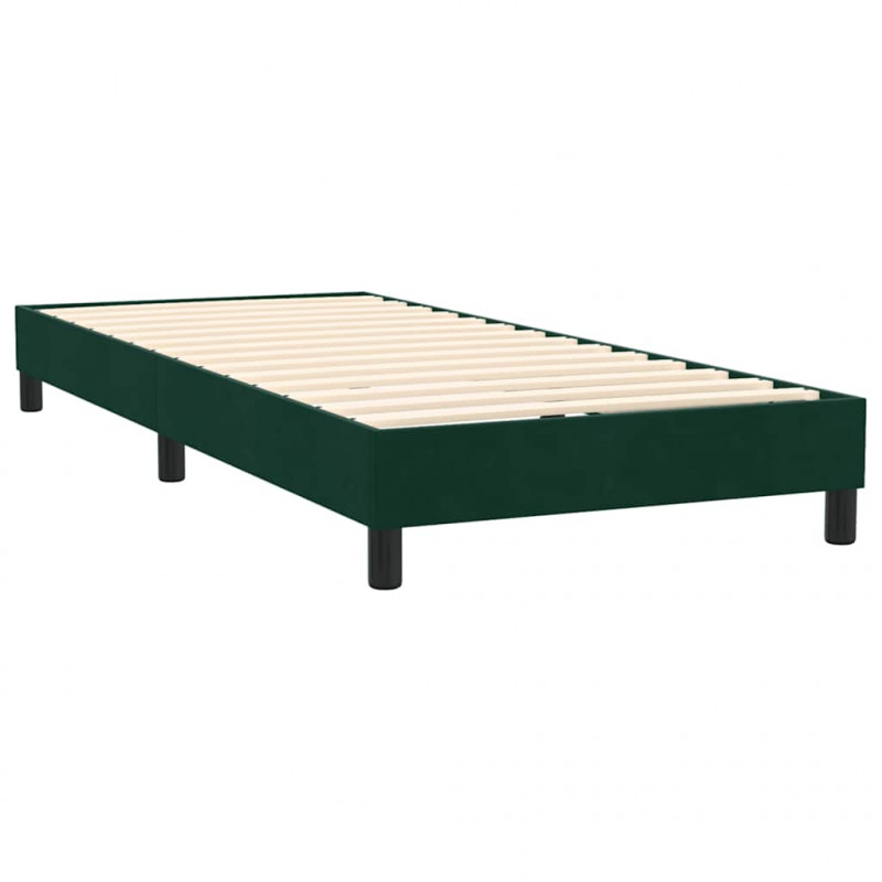 Łóżko kontynentalne z materacem i LED ciemnozielony aksamit 80x220 cm