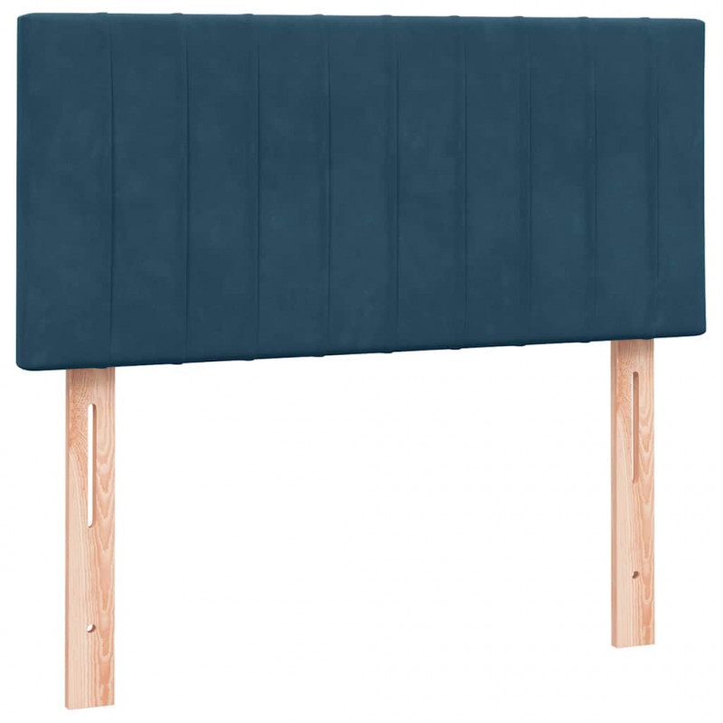 Łóżko kontynentalne z materacem i LED, niebieskie, aksamit, 80x220 cm