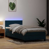 Łóżko kontynentalne z materacem i LED, niebieskie, aksamit, 90x220 cm