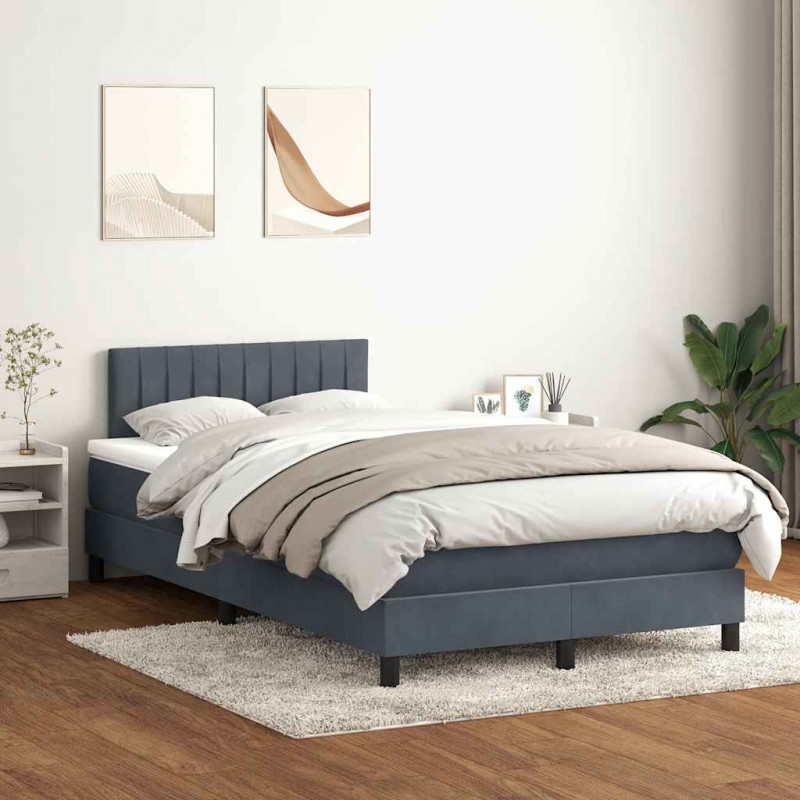 Łóżko kontynentalne z materacem i LED, jasnoszare, 120x220cm, aksamit