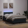 Łóżko kontynentalne z materacem i LED, ciemnoszary aksamit, 120x220cm