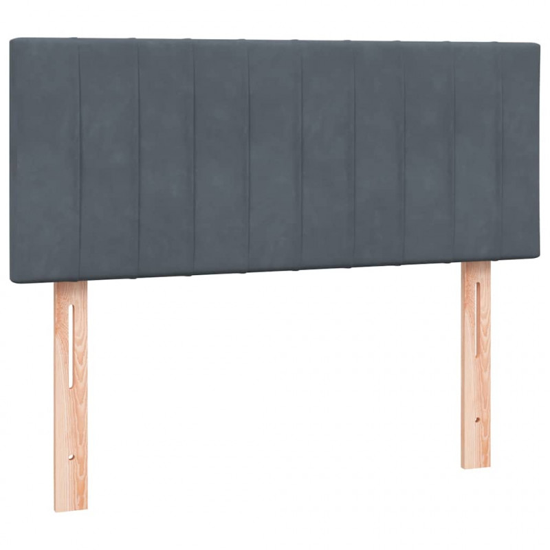 Łóżko kontynentalne z materacem i LED, ciemnoszary aksamit, 120x220cm