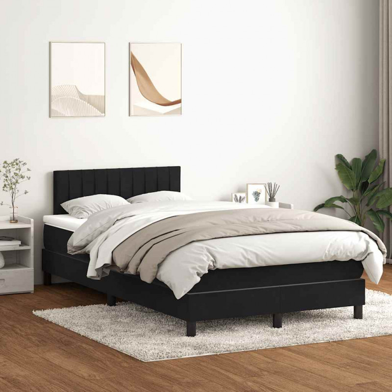Łóżko kontynentalne z materacem i LED, czarne, 120x220 cm, aksamit