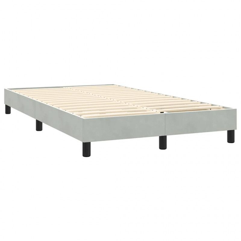 Łóżko kontynentalne z materacem i LED, jasnoszare, 140x220cm, aksamit