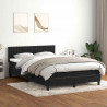 Łóżko kontynentalne z materacem i LED, czarne, 140x220 cm, aksamit