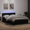 Łóżko kontynentalne z materacem i LED, czarne, 140x220 cm, aksamit