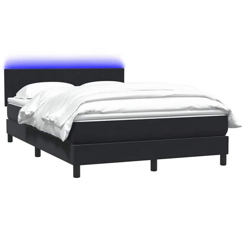 Łóżko kontynentalne z materacem i LED Czarny 160x220 cm Aksamit