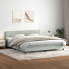 Łóżko kontynentalne z materacem i LED Jasnoszary 180x220 cm Aksamit