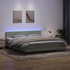 Łóżko kontynentalne z materacem i LED Jasnoszary 180x220 cm Aksamit