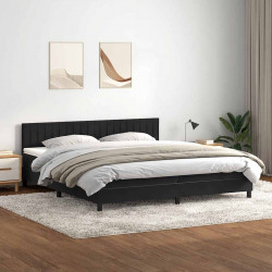 Łóżko kontynentalne z materacem i LED Czarny 180x220 cm Aksamit