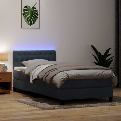 Łóżko kontynentalne z materacem i LED, czarne, 80x210 cm