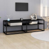 Szafka pod TV, czarna, 140x40x40,5 cm, szkło hartowane