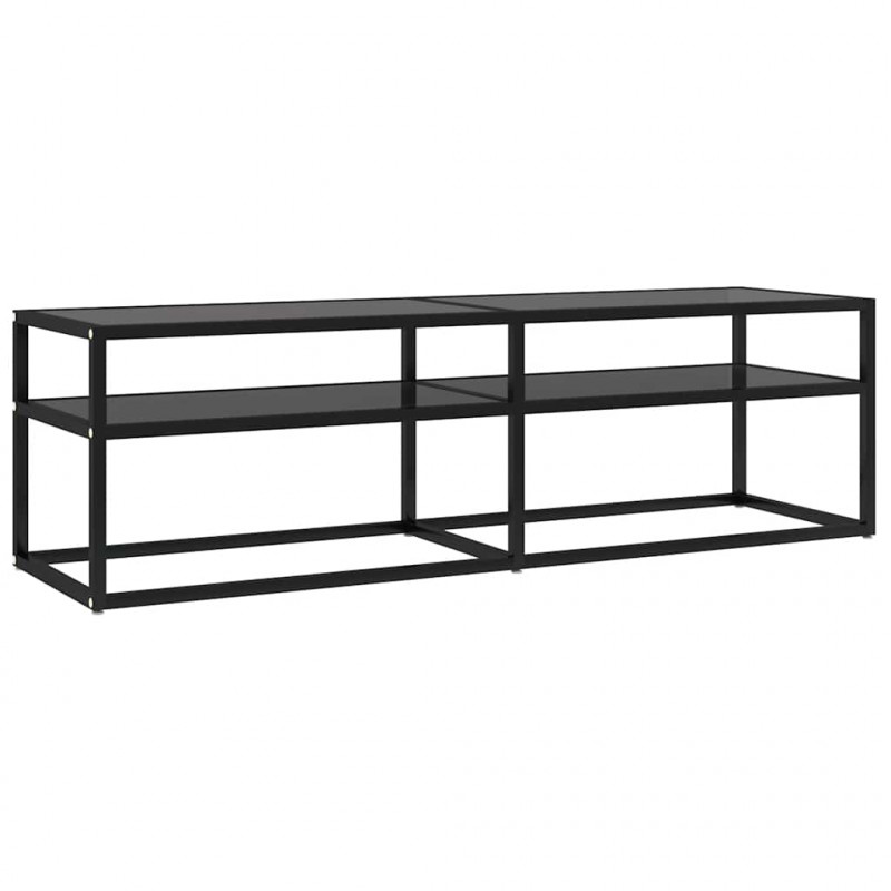 Szafka pod TV, czarna, 140x40x40,5 cm, szkło hartowane