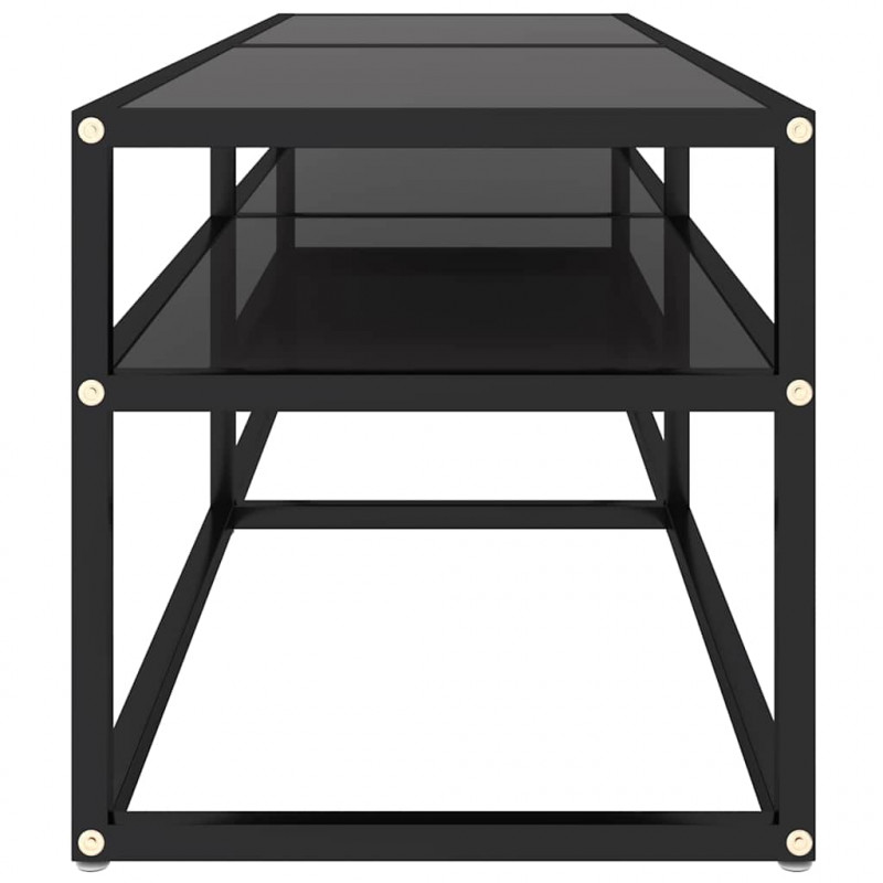 Szafka pod TV, czarna, 140x40x40,5 cm, szkło hartowane