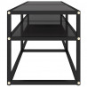 Szafka pod TV, czarna, 140x40x40,5 cm, szkło hartowane