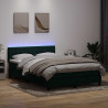 Łóżko kontynentalne z materacem i LED, ciemnozielone, 160x210 cm